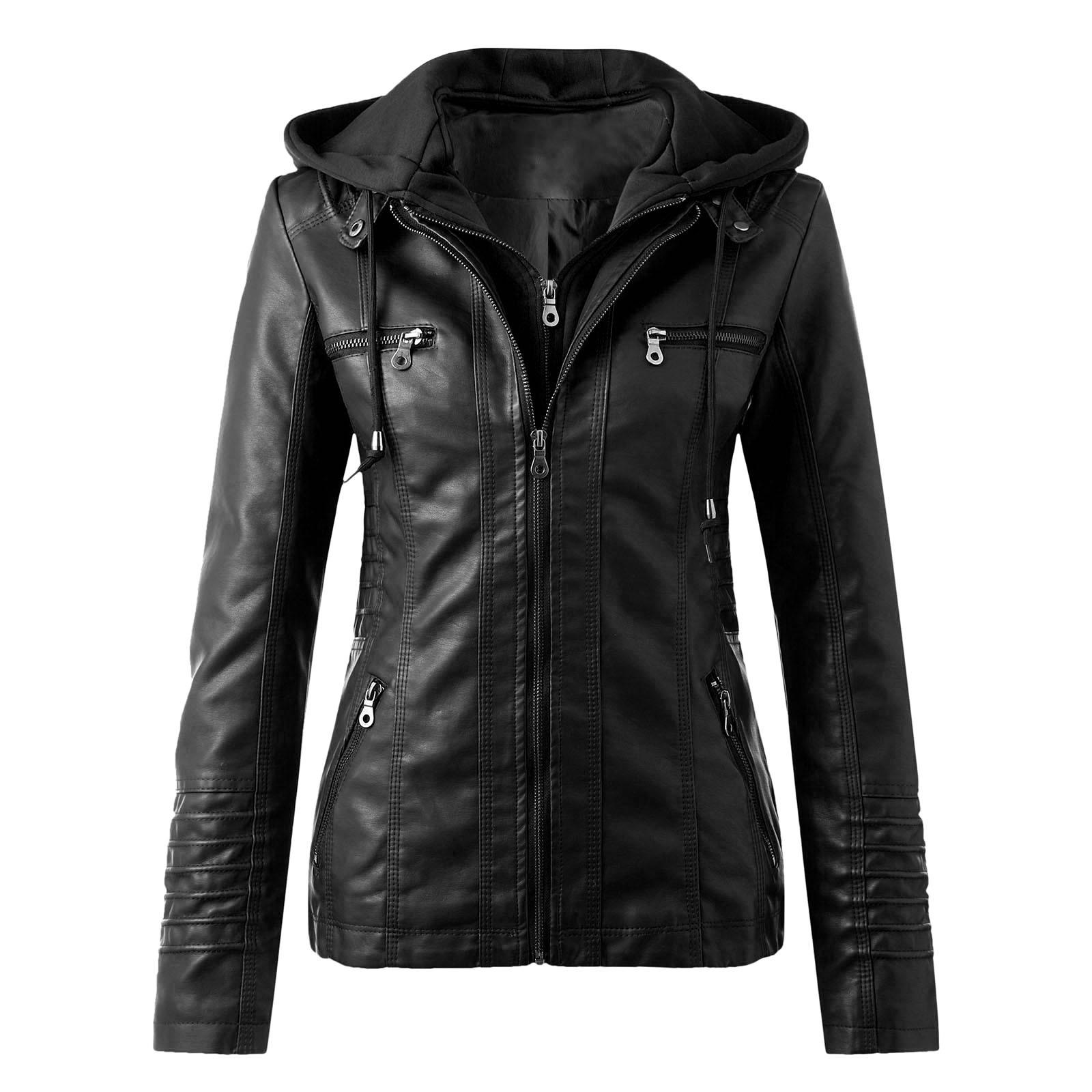 JAYCOSIN 2021 Ôm Nữ Áo Khoác Da Phố Moto Biker Phối Tay Da Nữ Casual Áo Khoác Ngoài Cổ Khóa Kéo Dây Áo Khoác áo Sơ Mi Nam