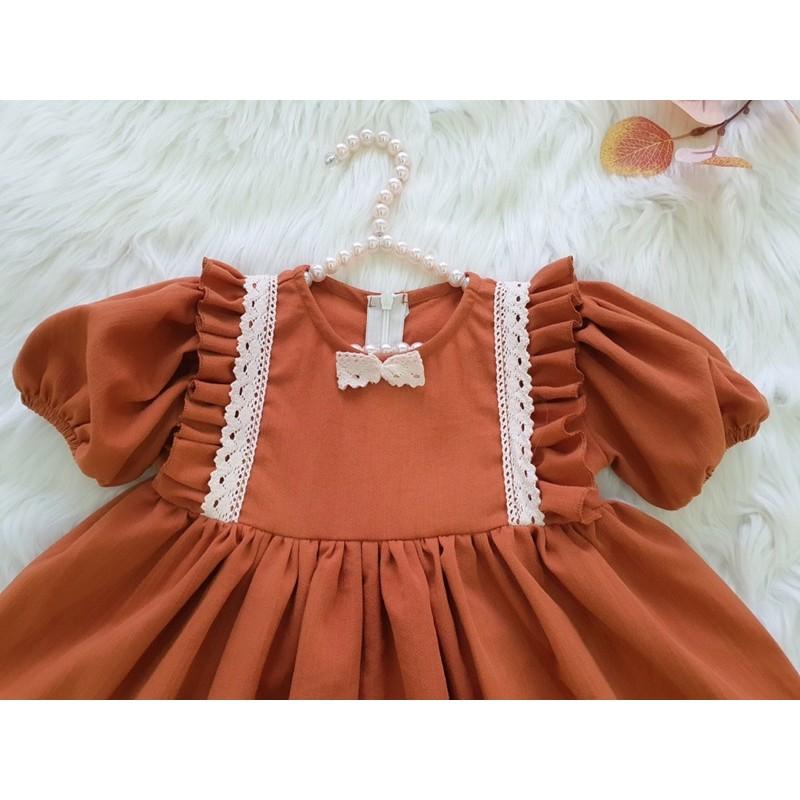 Váy Mẹ Và Bé 4kg-64kg Tay Ngắn Màu Nâu Tây Sang Chảnh Chất Đũi Siêu Mát
