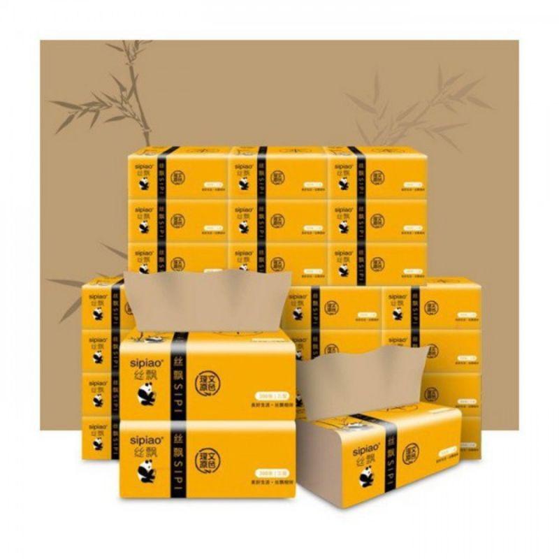 Set 1Thùng 30 Gói giấy ăn Gấu Trúc Sipiao siêu dai gói 300 tờ