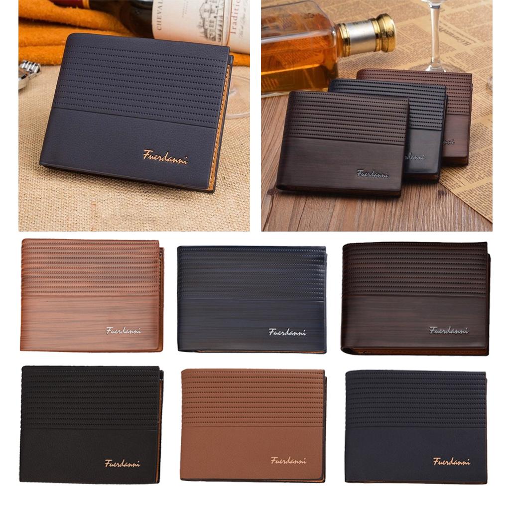 Leather Men Women Wallet Bifold Credit Card Holder Light Coffee