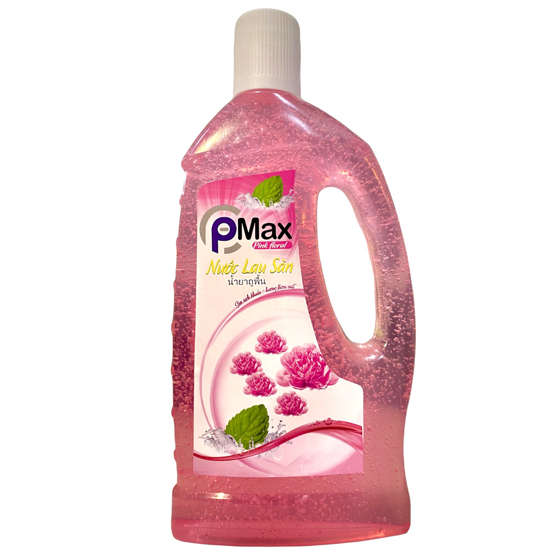 Nước lau sàn P-MAX PINK FLORAL diệt khuẩn công nghệ Thái Lan loại bỏ các vết bẩn cứng đầu, không làm mất màu gạch men, xua đuổi côn trùng 1000ML