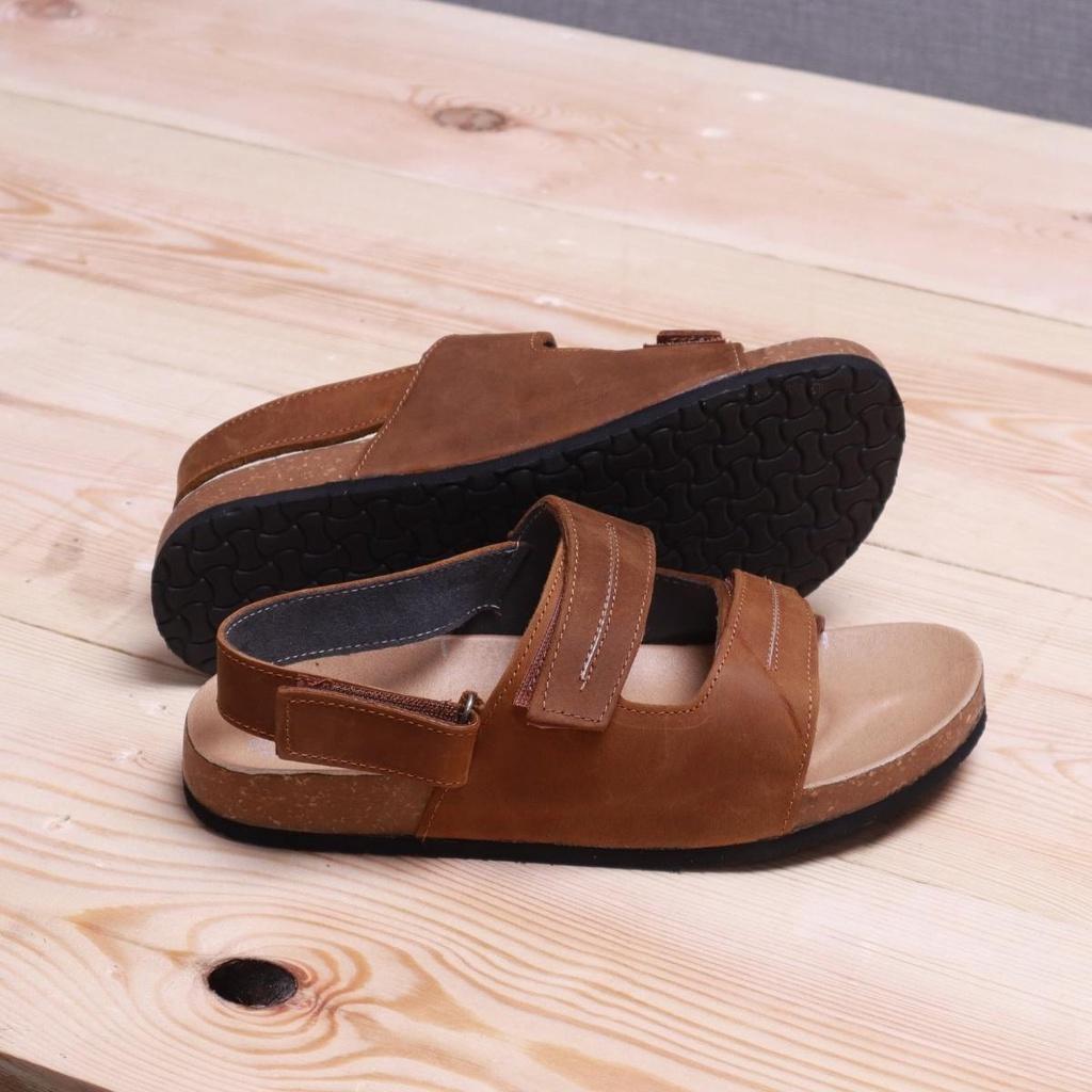 Dép da bò đế trấu, Sandal da bò sáp, may thủ công Lucas Shoes, bảo hành 6 tháng