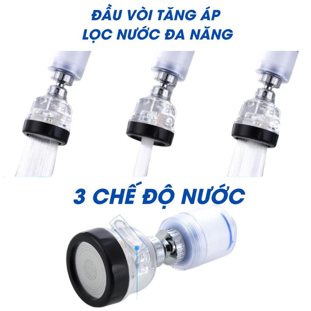 Đầu Vòi Rửa Bát Tăng áp Xoay 360 Độ Kèm Bộ Lọc Nước 3 Chế Độ Lắp Đặt Dễ Dàng