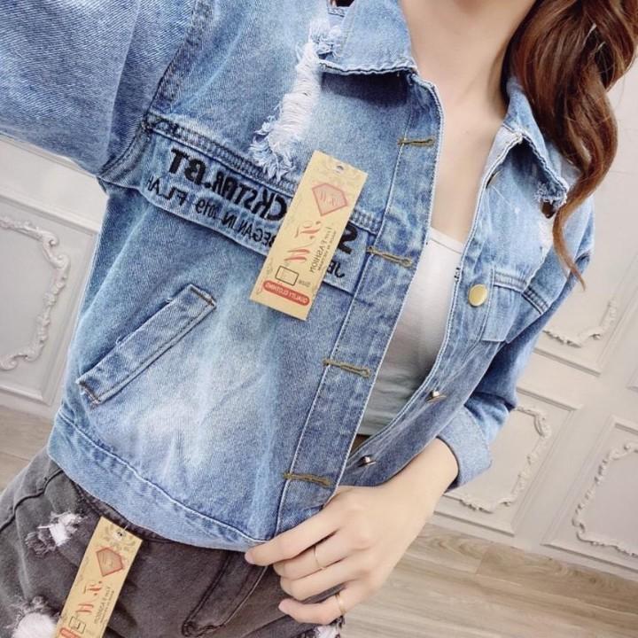 Áo khoát jean Thêu Chữ Nice To You siêu hot rất hot-A3131 - Xanh đậm