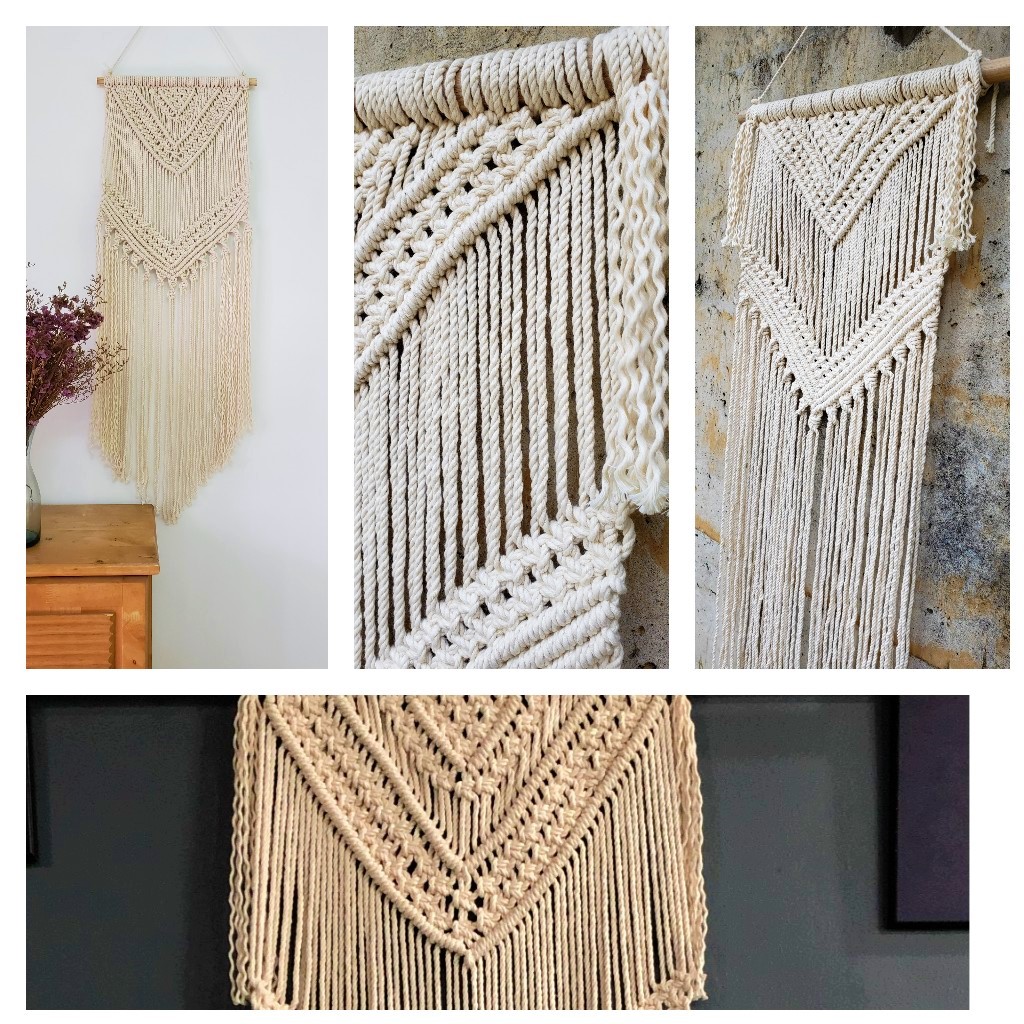 Rèm trang trí thủ công đẹp treo tường phòng khách làm quà tặng từ Macrame 36L x 16W