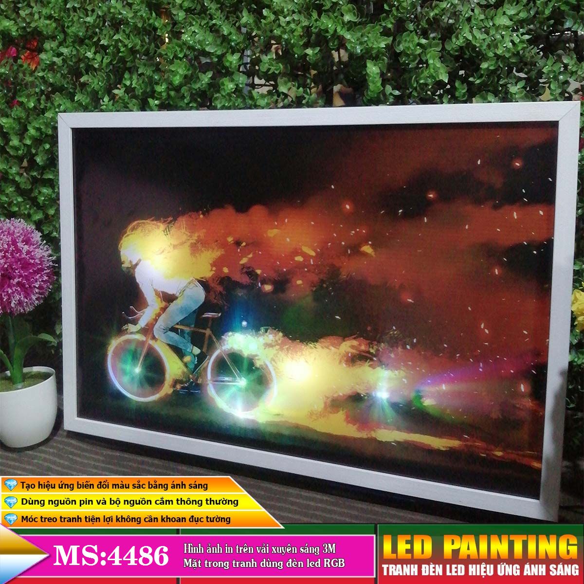 Tranh treo phòng khách, phòng ngủ hiệu ứng ánh sáng. KT: 60 x 40cm-MS:4486L6