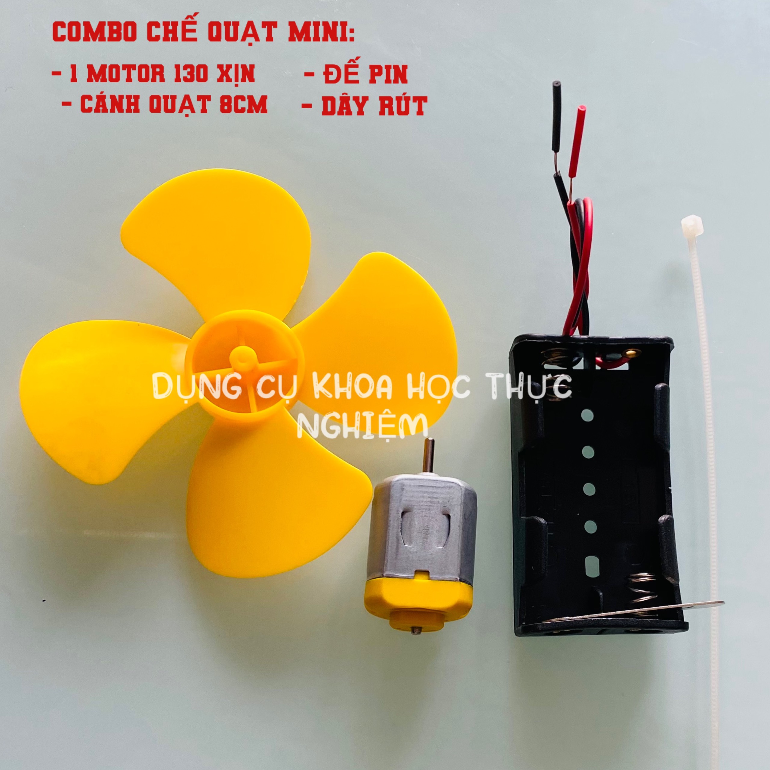 Bộ motor chế quạt mini 130 điện áp 3V -6V cánh quạt 80mm đế pin DIY- CBGD1