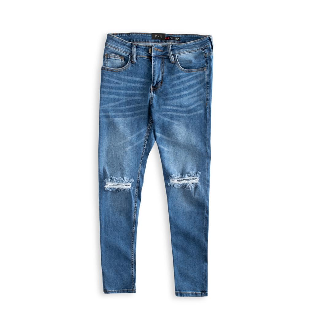 Quần jean nam cao cấp form đẹp,rách gối LADOS-4073 không xù lông, bay màu