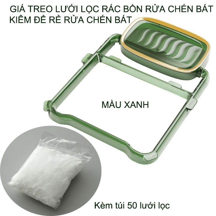 Giá để lưới lọc rác gắn bồn rửa chén bát kiêm để rẻ, khăn lau đa năng kèm túi 50 lưới lọc hoặc chỉ 50 lưới lọc