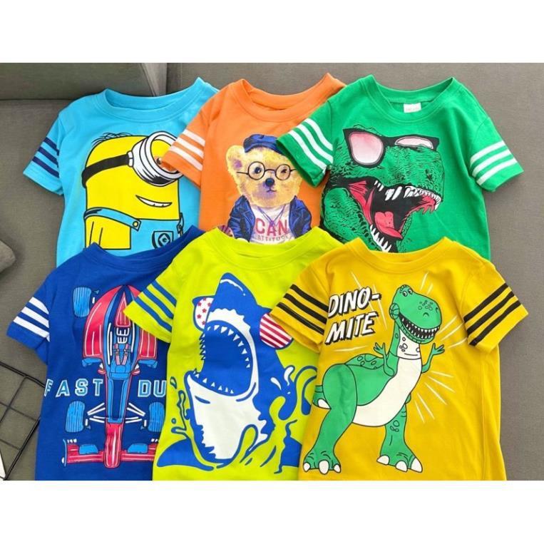 Bộ ngắn bé trai size đại thun cotton in hình cá tính - pikakids