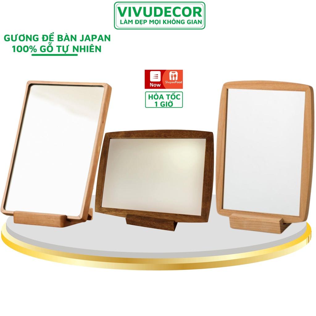 Gương để bàn VIVUDECOR GB01 100% gỗ tự nhiên