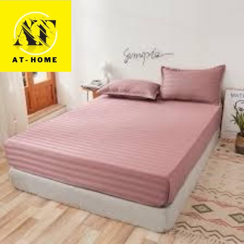 Bộ Ga Gối Cotton Drap Cotton Lụa Sọc 3F - LAN PHAM BEDDING - Hồng Ruốc