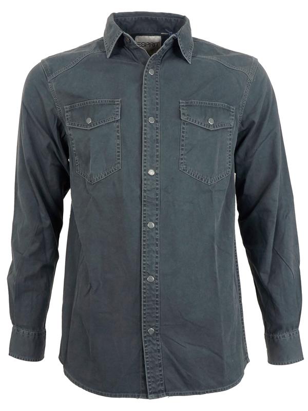 Áo Sơ Mi Nam Esprit Chino Solid Twill Snap Front Western Regular Fit Shirt - SIZE M-L
