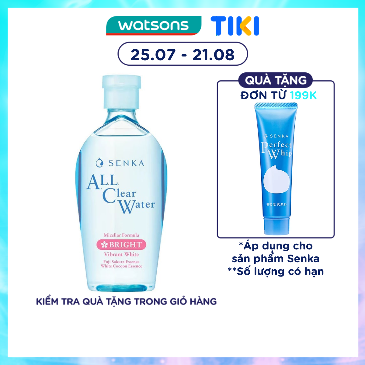 Nước Tẩy Trang Senka Micellar Dưỡng Trắng All Clear Water Micellar Formual Bright 230ml