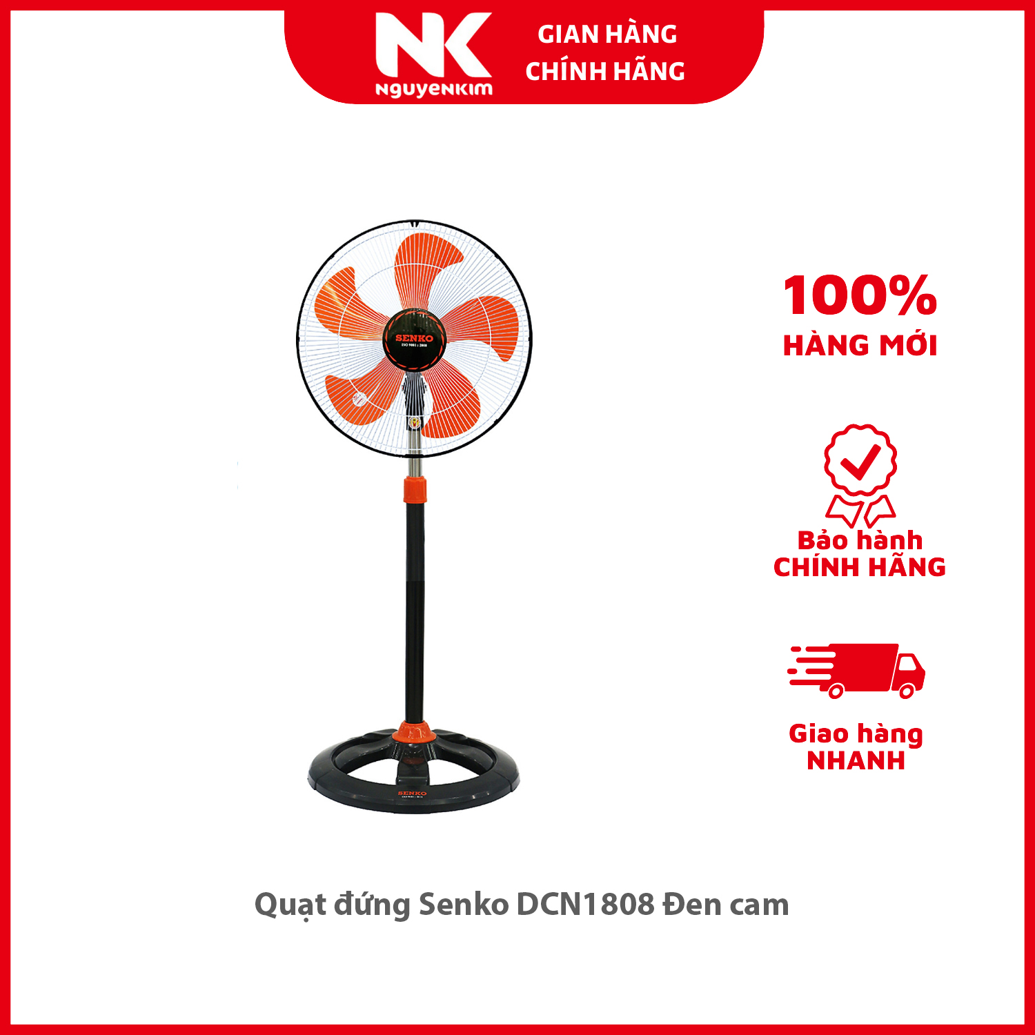 Quạt đứng Senko DCN1808 Đen cam - Hàng chính hãng