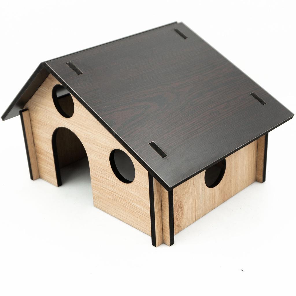 Nhà trú ẩn , chuồng cho chuột Hamster H13 hình ngôi nhà bằng gỗ , cứng cáp dễ dàng vệ sinh