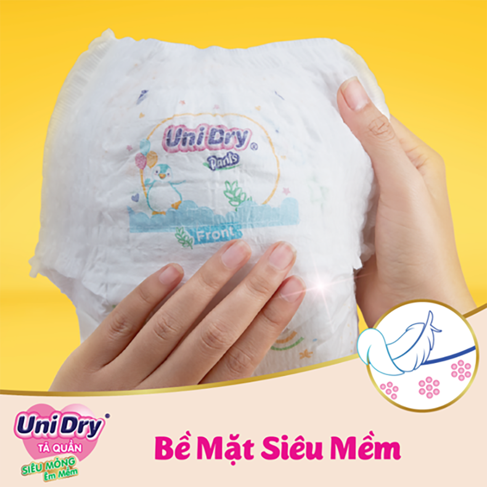 Combo 2 tã quần em bé siêu mỏng UniDry - Tặng 2 gói khăn ướt Unifresh Aloevera 80M