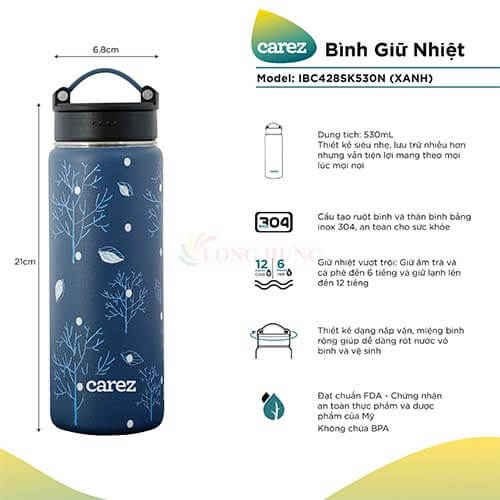 Bình giữ nhiệt Carez 530ml IBC428S - Hàng chính hãng