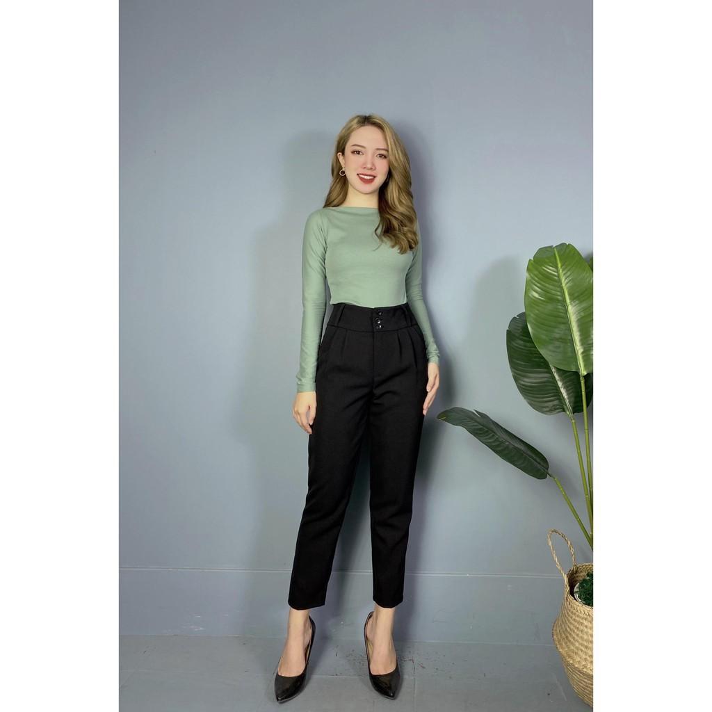 Quần Baggy Nữ Cạp To Thiết Kế 3 khuy Rất Tinh Tế