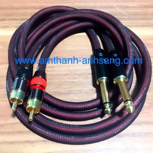 Dây rắc 6 ly ra av 02 dây tín hiệu âm thanh Jack hoa sen sang 6.5 ly