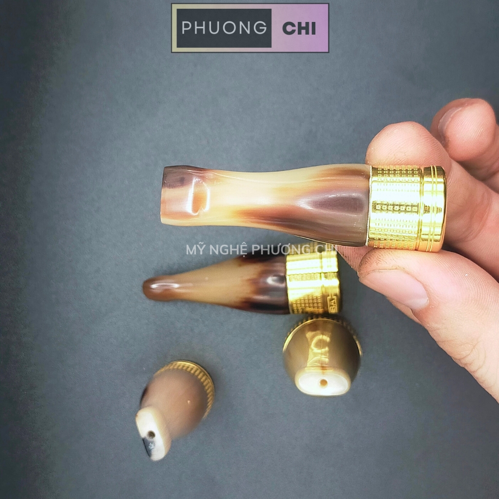 Bộ Tẩu Bắt Tóp Xì_Gà 4 Chiếc Bằng Sừng Đầu Đồng Cao Cấp - quà tặng ý nghĩa cho sức khỏe nam giới | Mỹ Nghệ Phương Chi