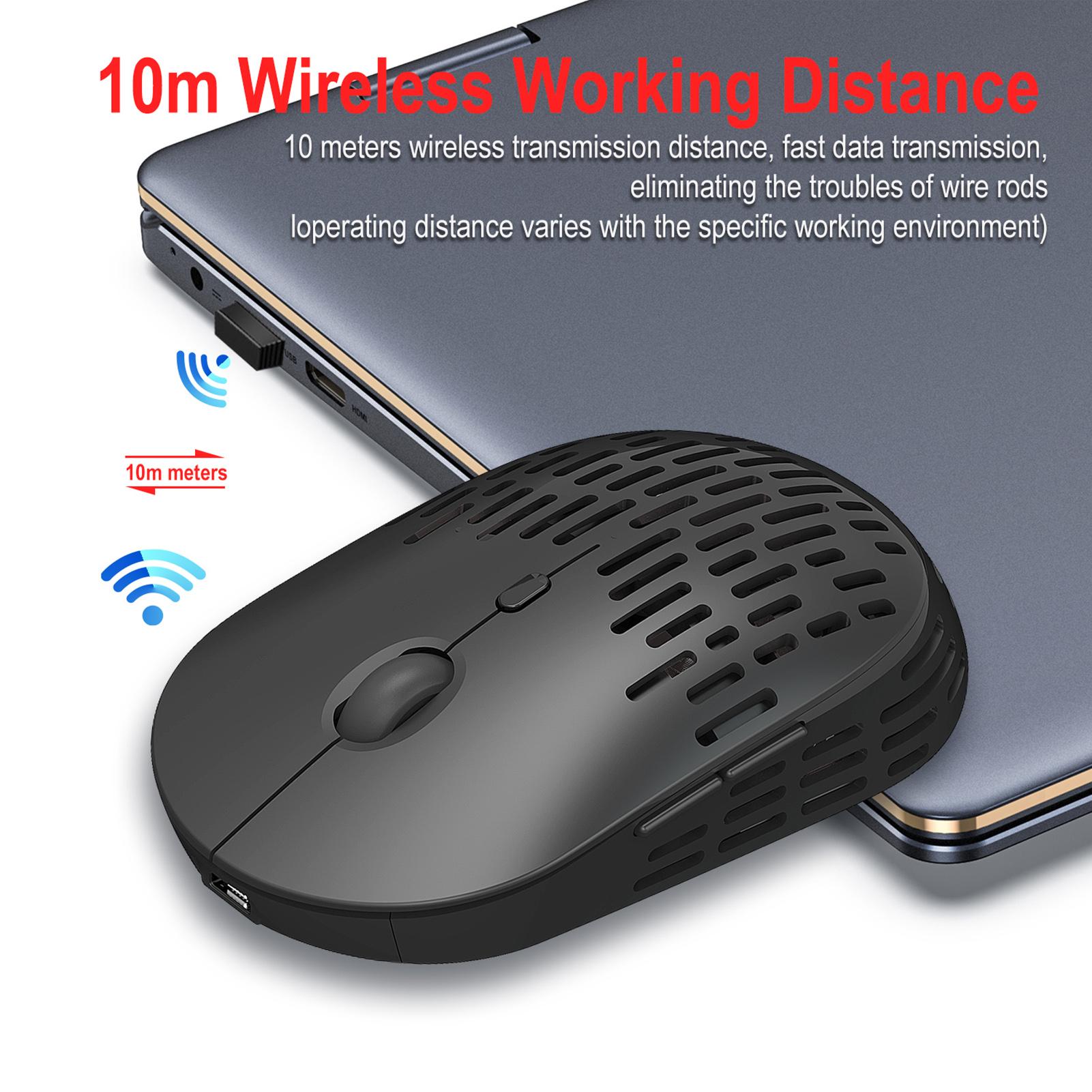 HXSJ T38 2.4G Wireless Charging Mouse Colorful Breathing Light Mouse Lightweight Mute Office Mouse with Adjustable DPI