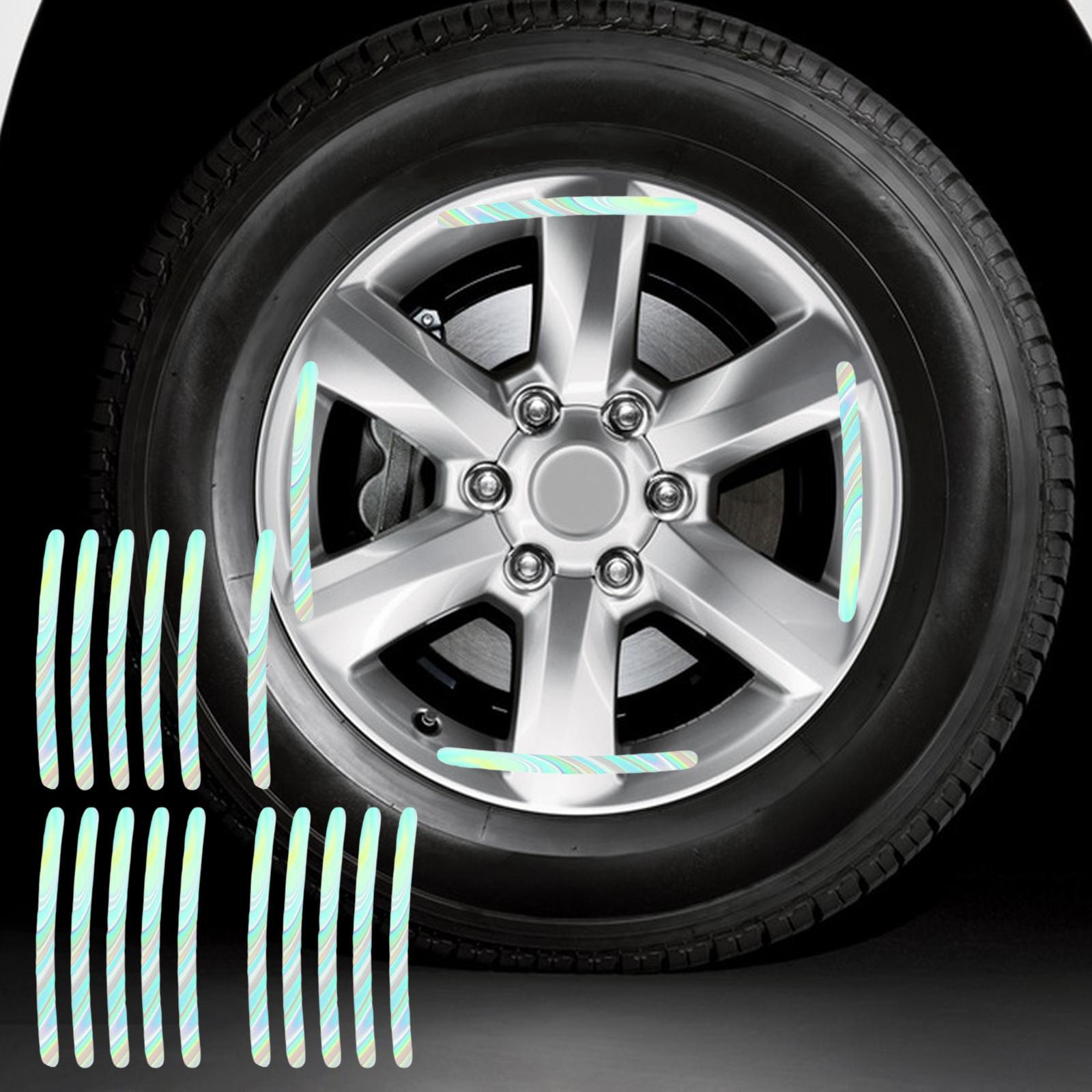 20 Pieces Reflective Wheel Hub Rim Stripe Universal for Bicycle Trucks