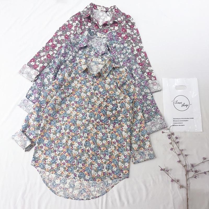 Áo sơ mi hoa nhí nhiều màu phong cách vintage Lovi