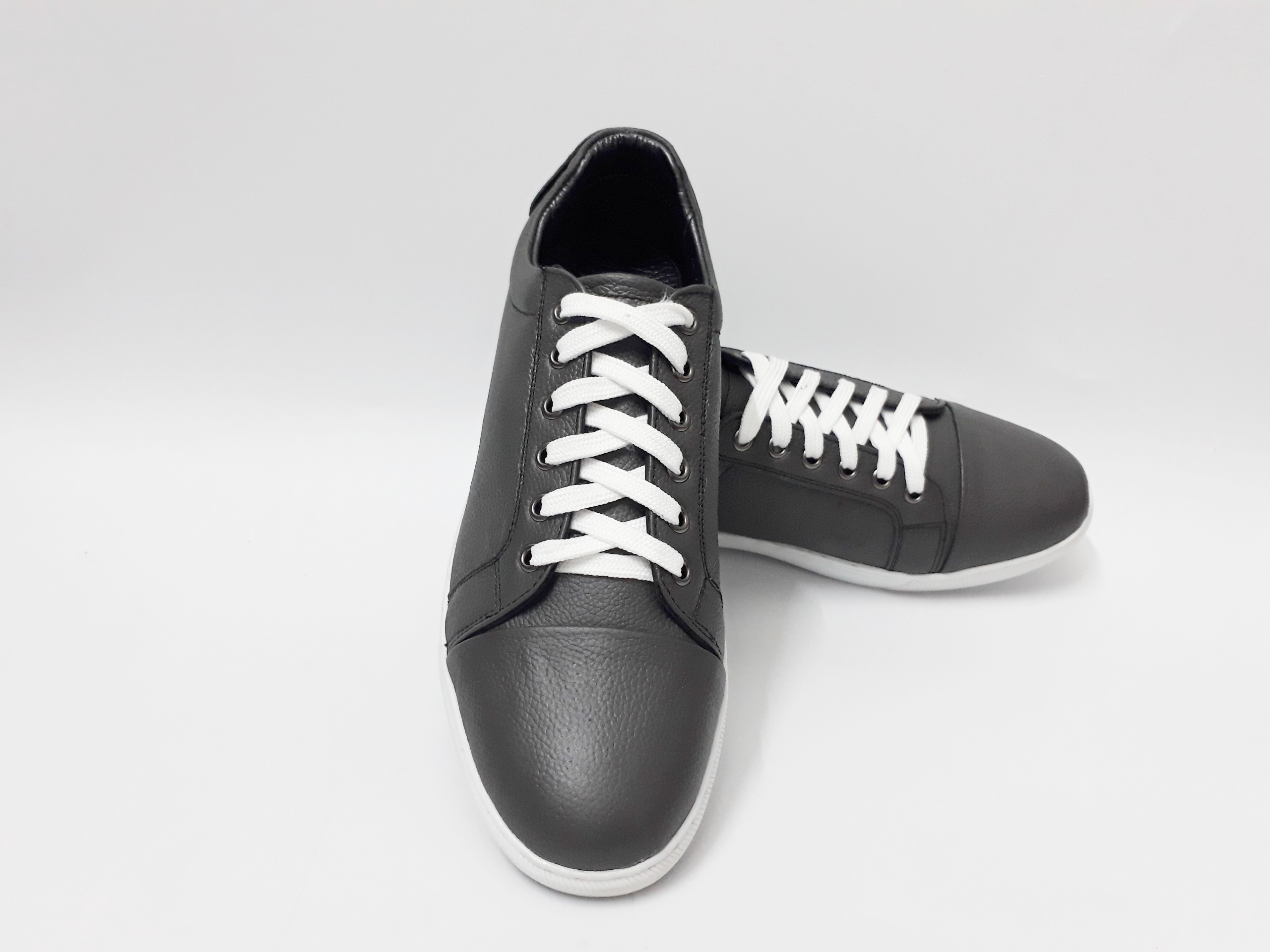 Giày Sneaker Nam Da bò Thể thao GDM TTDG02 Màu Xám Đế Trắng
