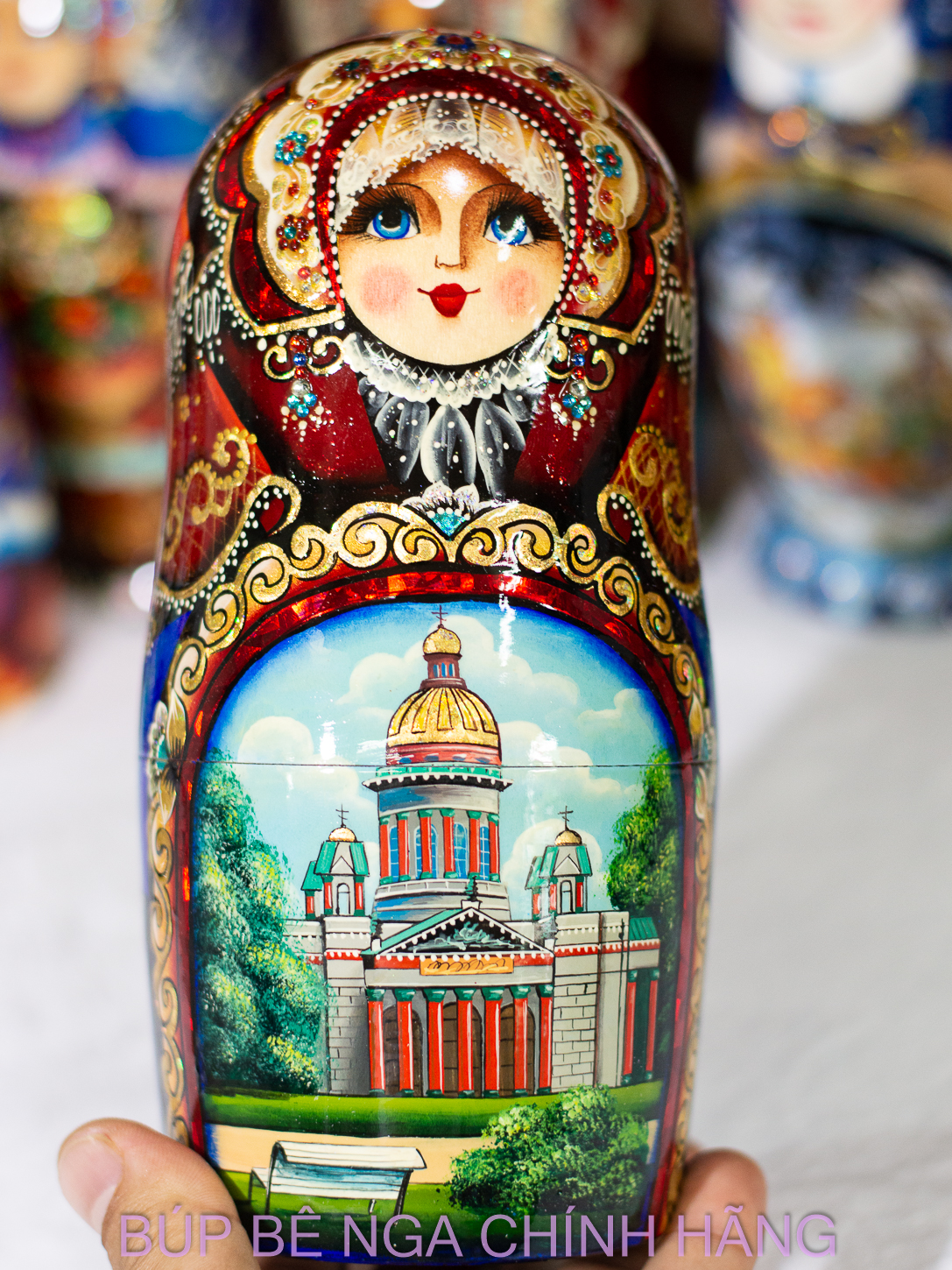 BỘ BÚP BÊ NGA CAO CẤP 10 LỚP 26CM HOA VĂN "PHONG CẢNH SAINT PETERSBURG" CỰC ĐẸP VÀ SANG TRỌNG, ĐỘC ĐÁO