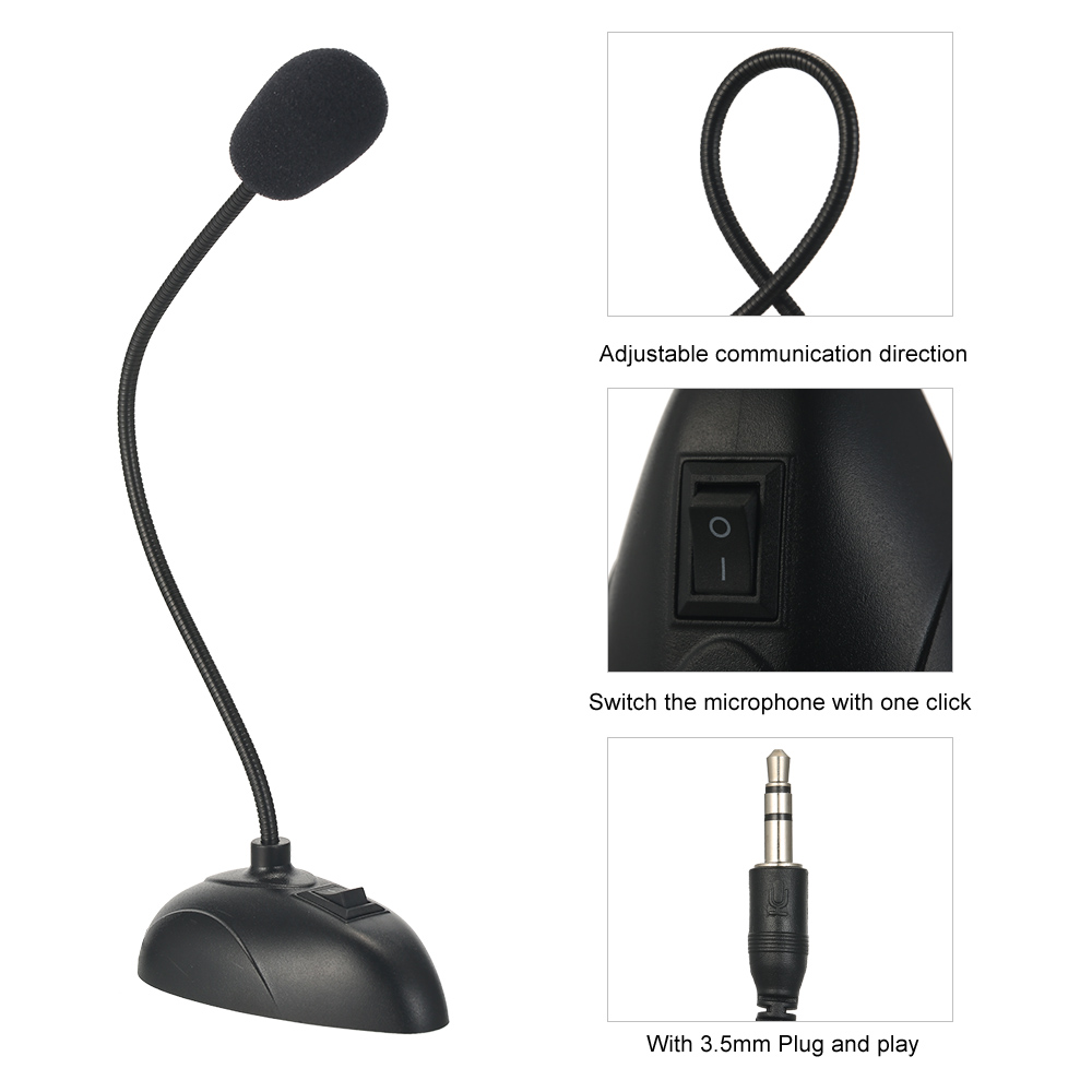 Chân Đế Micrô Có Dây Đầu Cắm Cổ Ngỗng Linh Hoạt Mini Studio 3,5 Mm Cho Máy Tính PC Máy Tính Để Bàn Máy Tính Xách Tay
