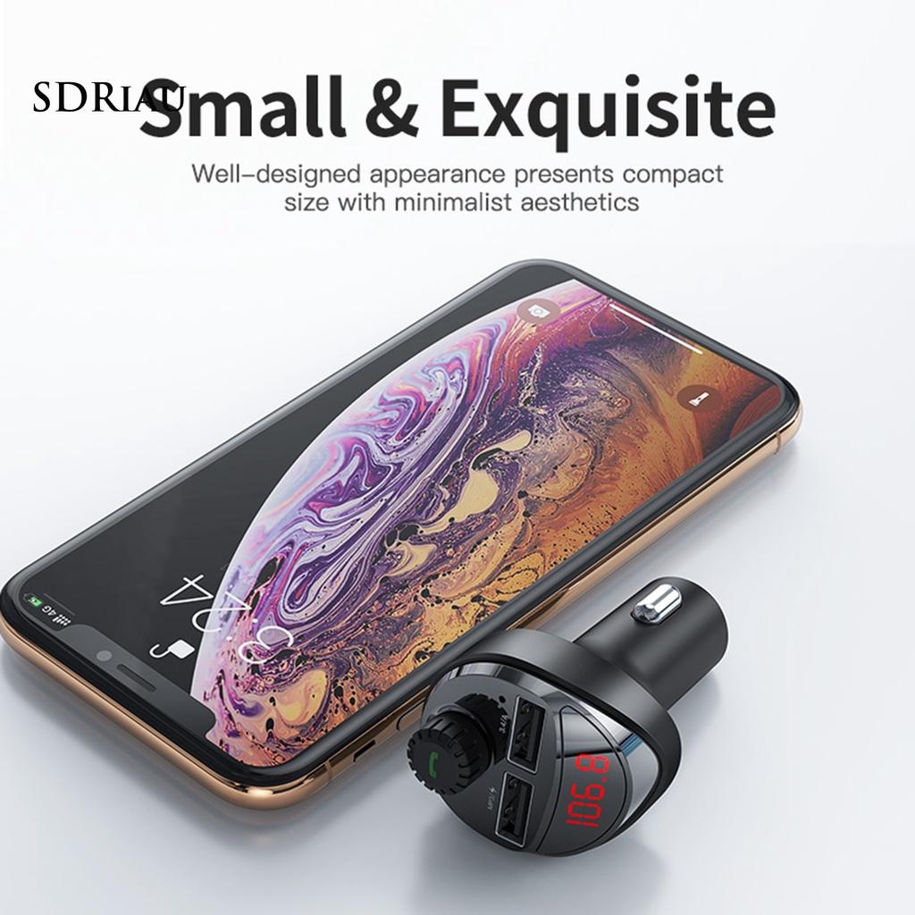 *QCDZ* Bluetooth Player Support TF/U Disk Handsfree ABS 3.4A Dual USB Regulator FM Transmitter Car Charger for Auto