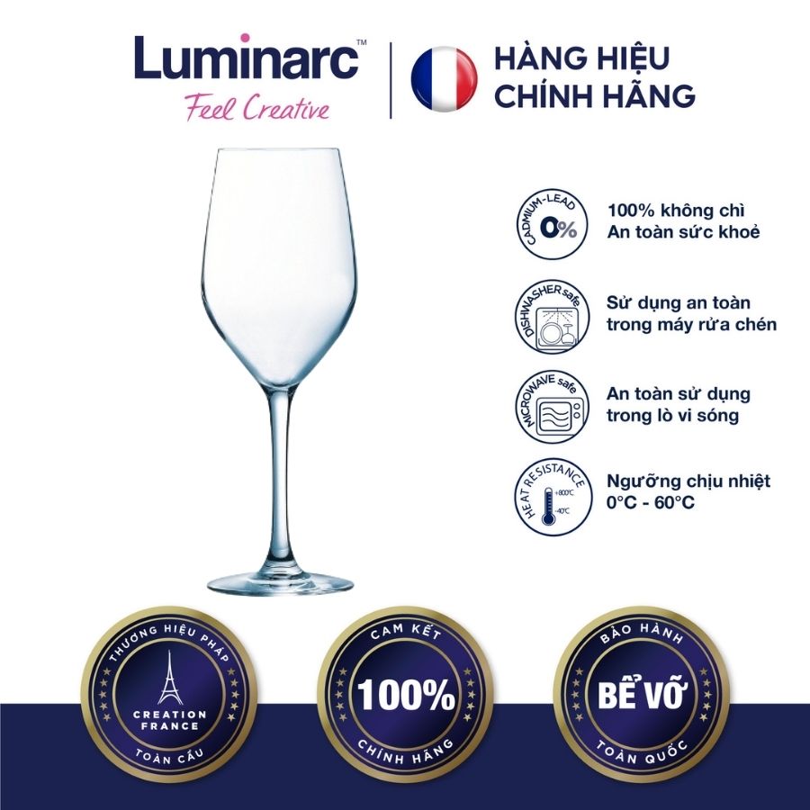 Bộ 6 Ly Rượu Vang Thuỷ Tinh Luminarc Mineral 450ml - LUMIH2318