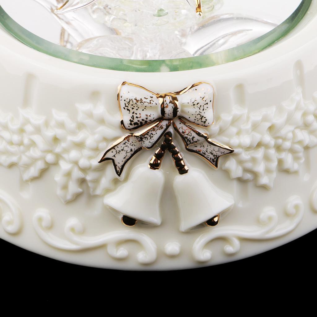 Christmas Tree Wind Up Rotate Music Box Spun Glass Art Crafts for Collection