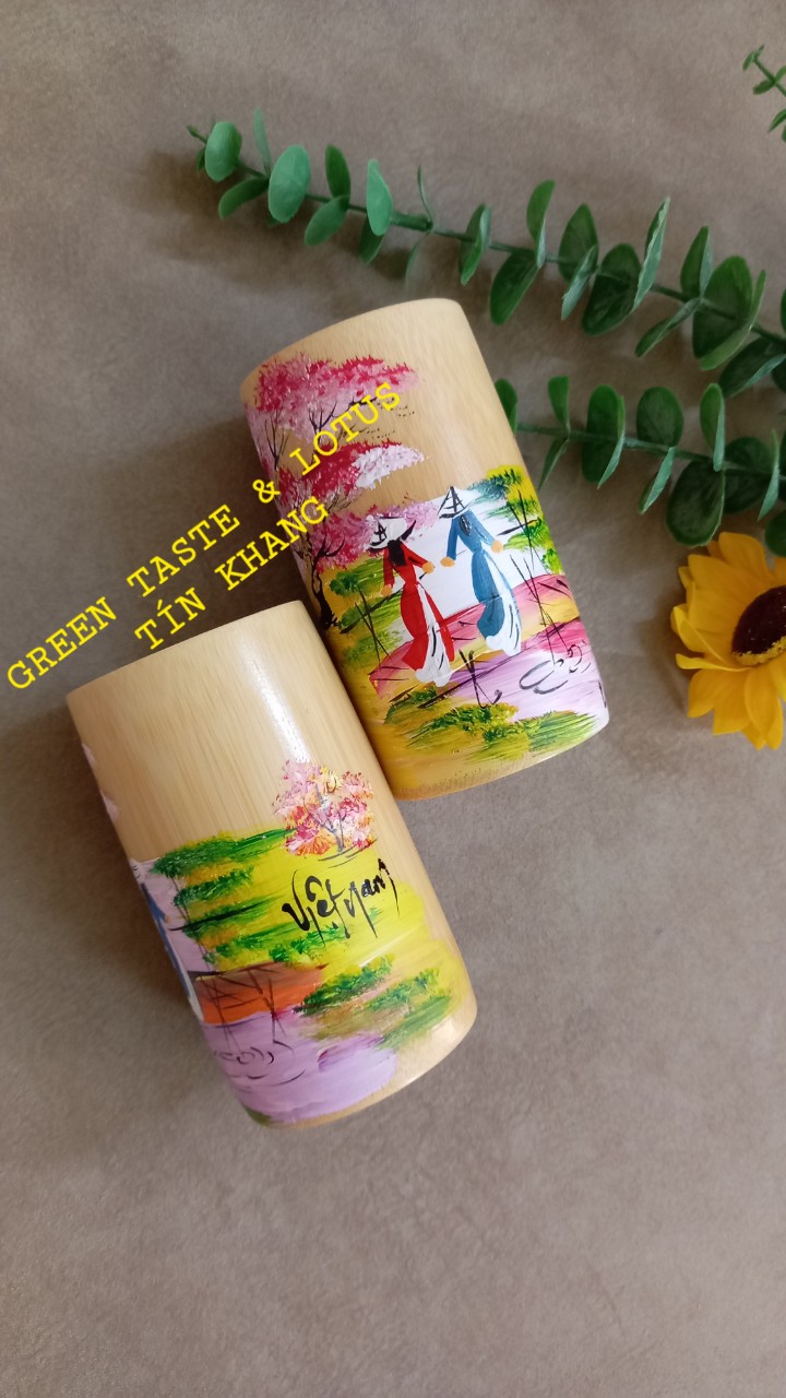 Cốc Tre, Ly Tre Vẽ Mỹ Nghệ Cao Cấp, Chuẩn Đẹp-TVMNBDLTK05