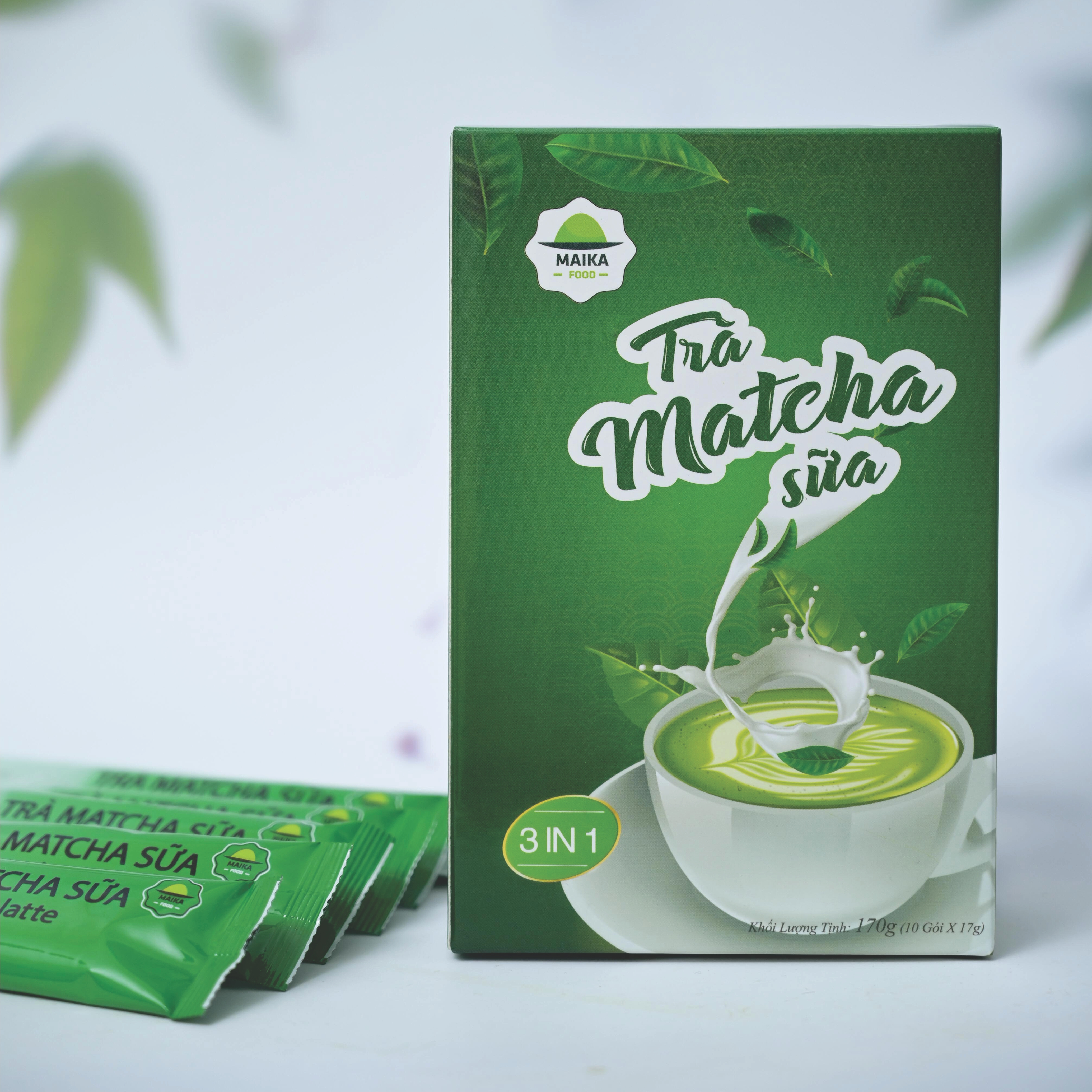 Trà Sữa Matcha - Matcha Latte MaikaFood Hoà Tan 3in1 Hộp 10 Gói 170gr