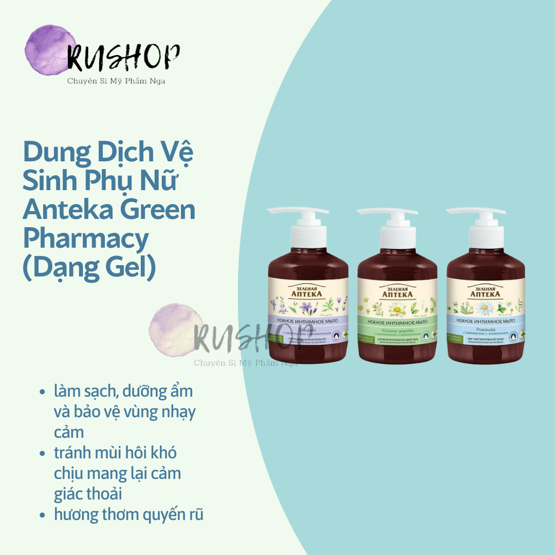 Dung dịch vệ sinh Green Pharmacy dạng gel 370ml - Dung dịch vệ sinh Anteka Apteka