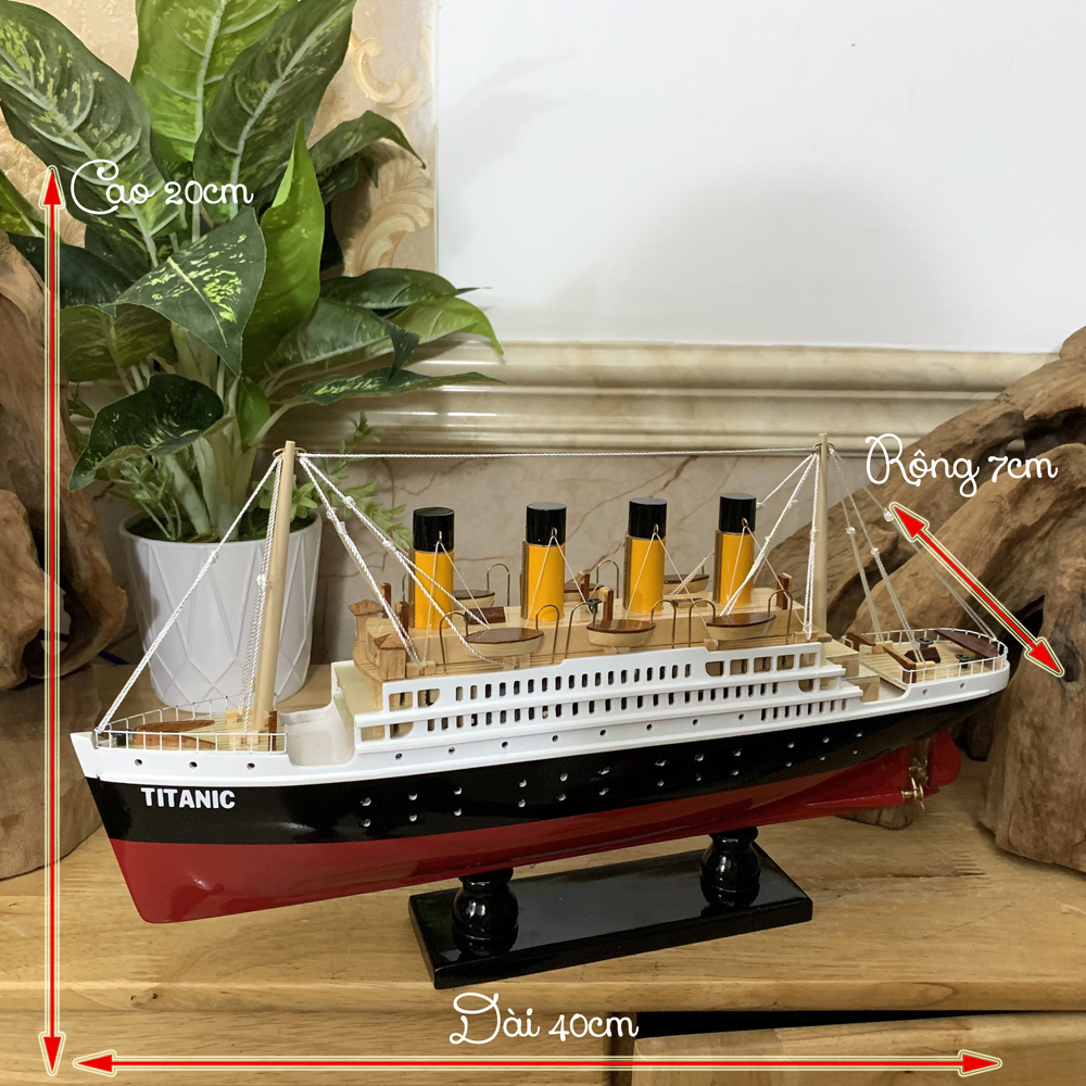 Mô hình tàu gỗ trang trí nhà cửa tàu Titanic phiên bản cao cấp hoàn hảo - quà tặng sinh nhật - Dài 40cm