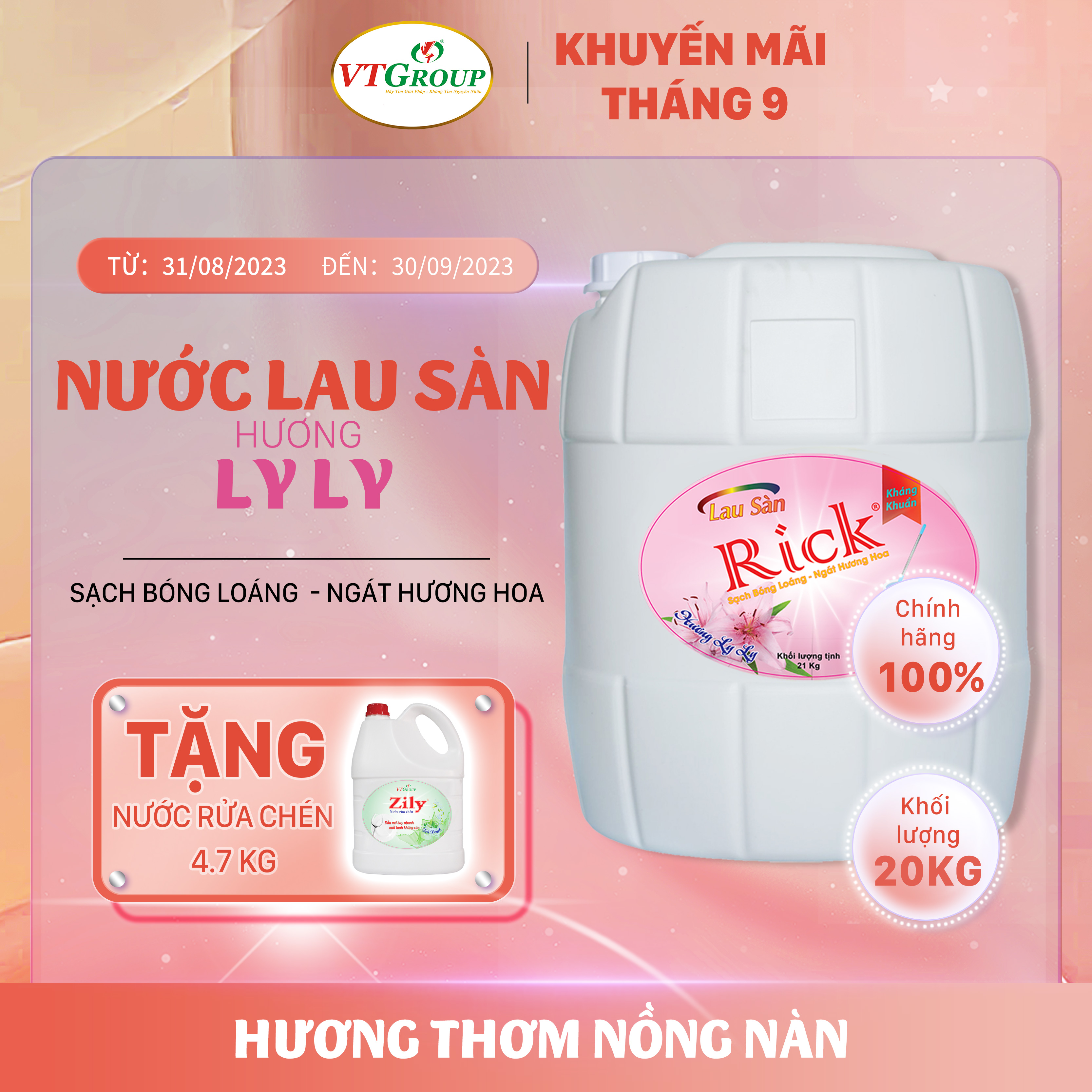 Nước lau sàn Rick 20kg (Can) - Tặng 1 NRC 4.7KG