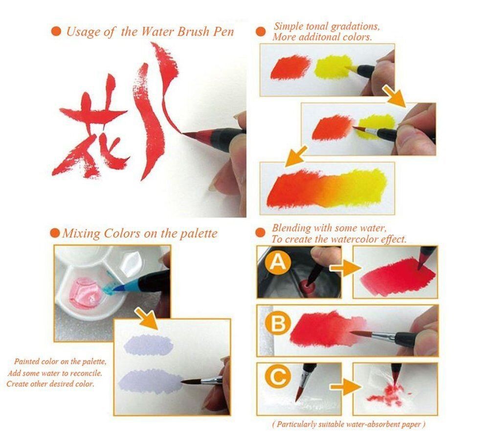 Bộ 20 bút lông màu nước cao cấp BUDECOR Water Color Brush Pen (Tặng 1 cọ Water Brush và Bảng Màu )
