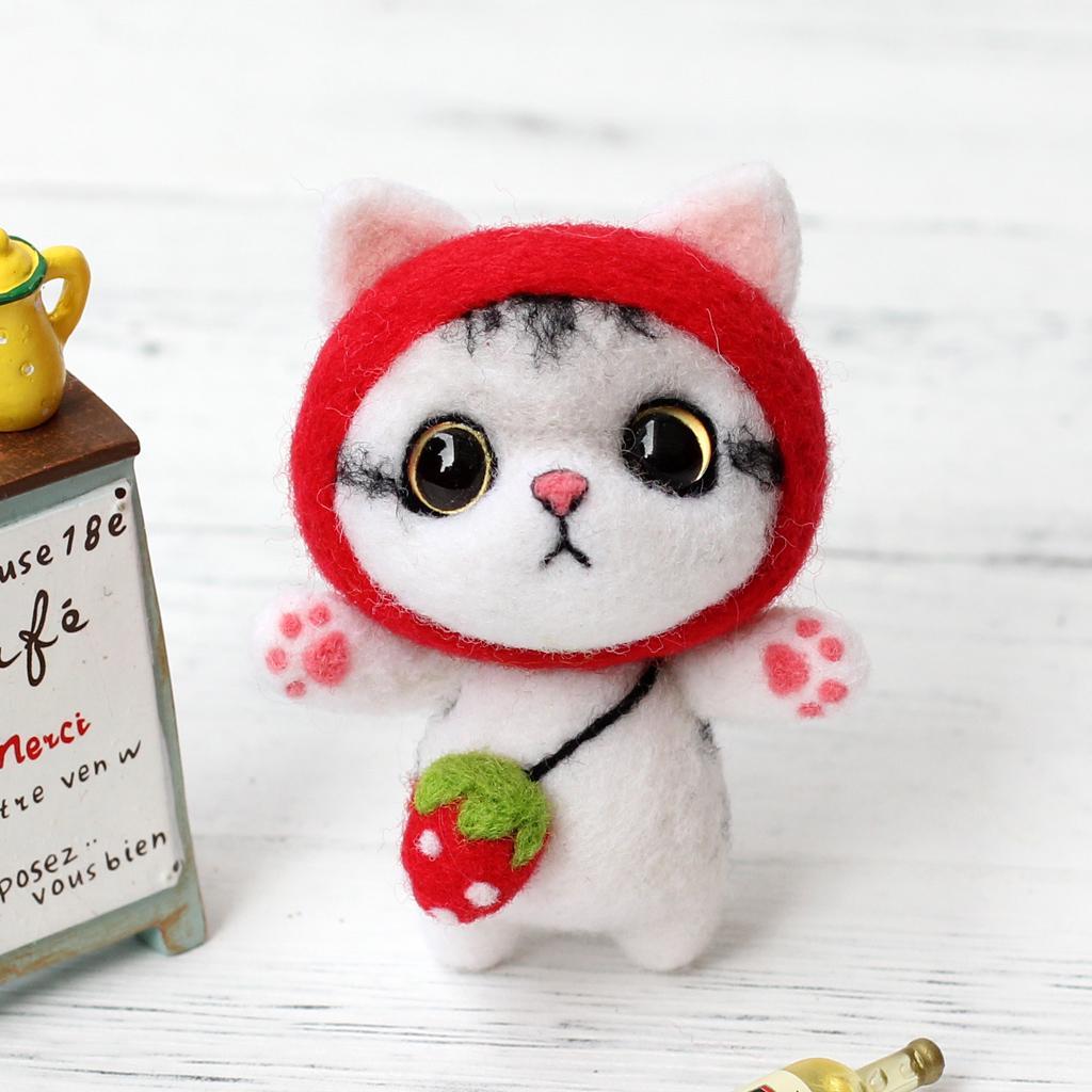 Cat Needle Felting Kit Felting Wool Decor Starter Kit Handwork Materials