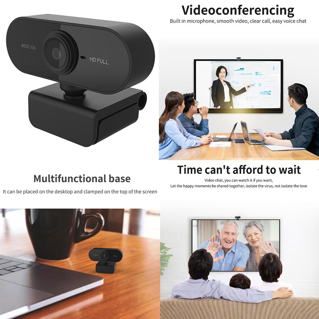 2xSmart Rotatable HD Webcam PC Desktop Laptop Plug & Play Web Camera Cam