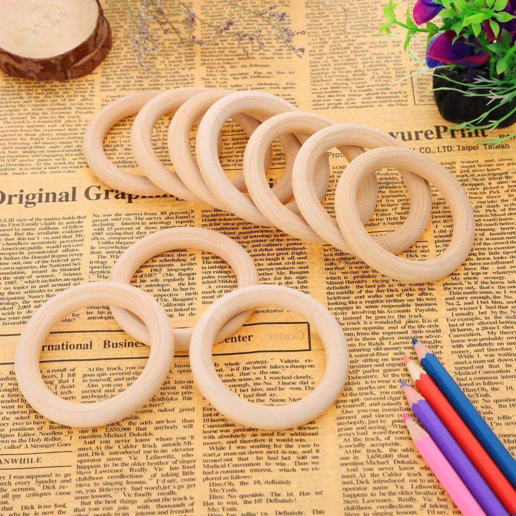 3x 20× Wood Rings Circles Unfinished Wood for Craft, Pendant And Connectors