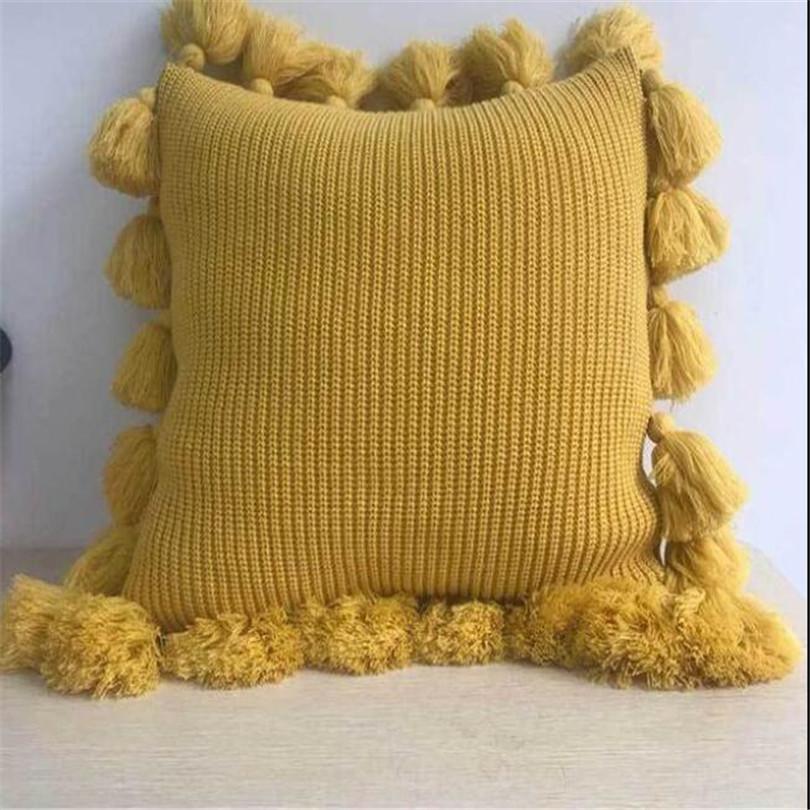 Dệt Kim Ném Đệm Lưng Bắc Âu Xe Sofa Giường Đệm Gối Bao Với Tua Rua Trang Trí Nhà Đệm Ghế Trẻ Em Trang Trí Phòng