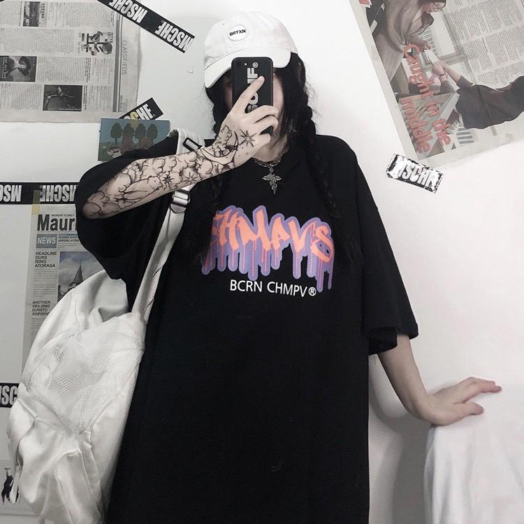 Áo thun tay lỡ form rộng in nổi BCRN CHMPV , áo phông nam nữ form rộng Unisex phong cách ulzzang hàn quốc JASHOP