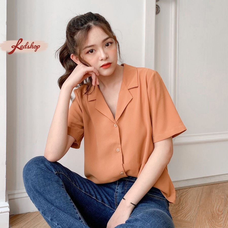 Áo sơ mi nữ basic tay lỡ cổ vest phong cách Hàn Quốc Red Shop 28724