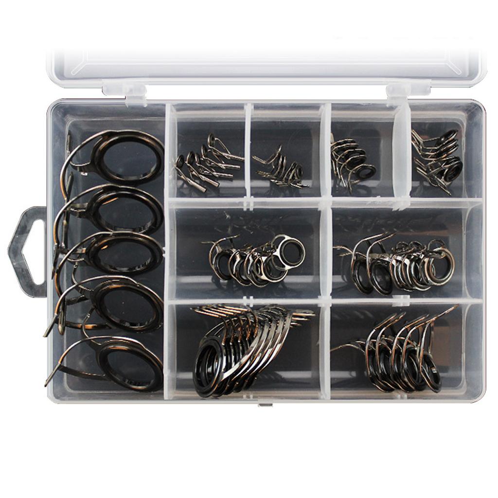45pcs Vintage Fishing Rod Eyes Guides Line Rings Tips 6#-30# Rod Repair Kit