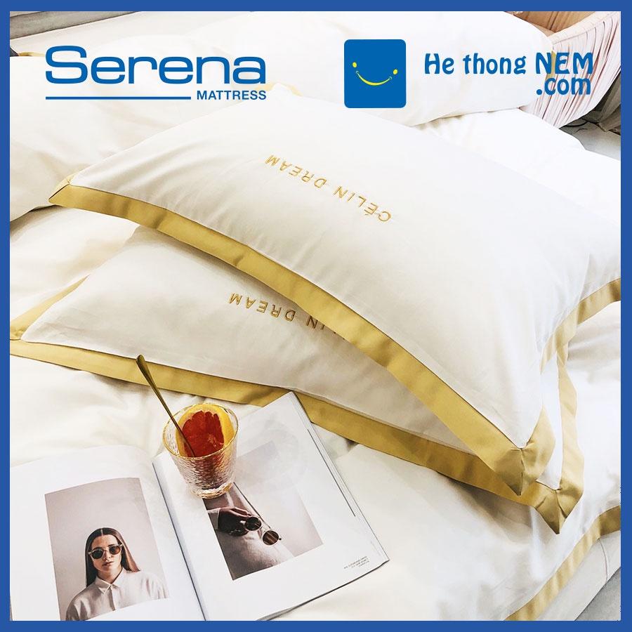 Bộ Chăn Ga Gối 5 Món Lụa Pháp SERENA Drap Giường Chăn Ga Gối Đệm Cao Cấp - Hệ Thống Nệm