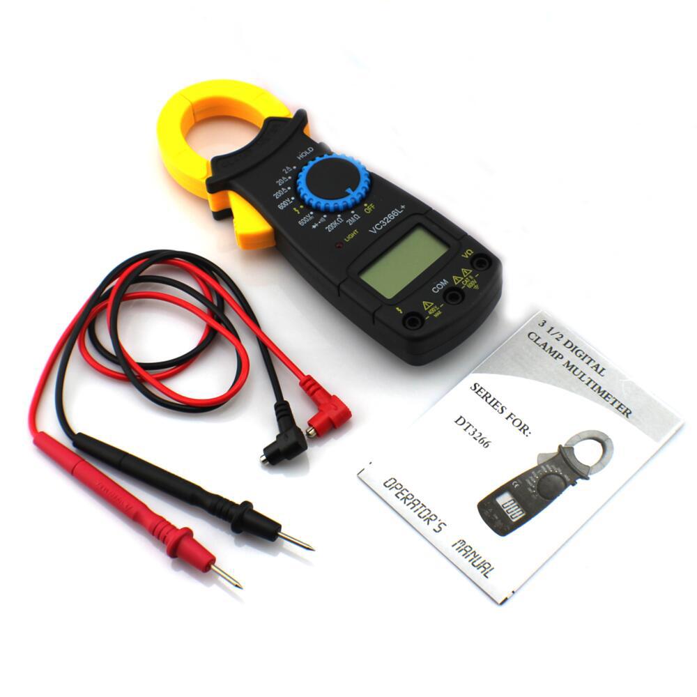 Generic Electric LCD Digital Clamp Multimeter Buzzer Resistance Tester Meter AC DC Volt Ammeter Black