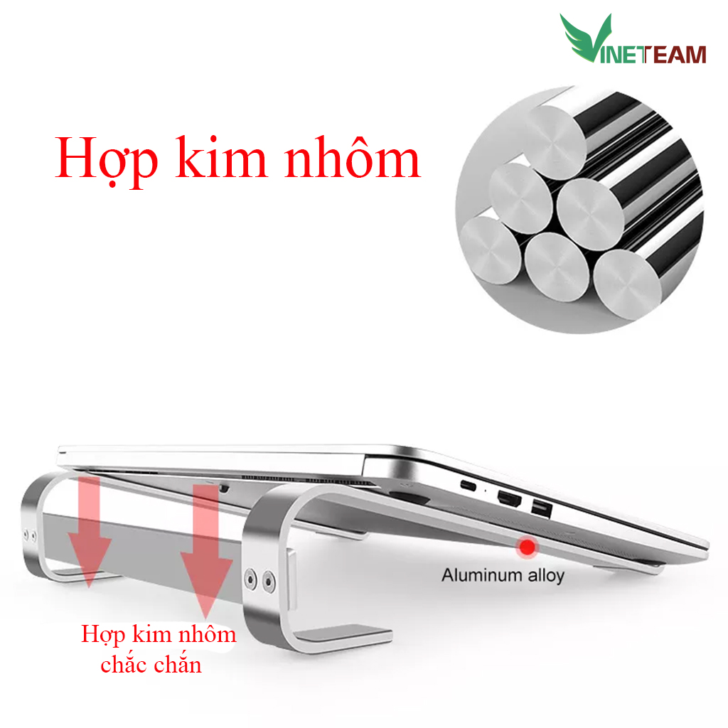 VINETTEAM Giá Đỡ Laptop Máy Tính Bảng Để Bàn Hợp Kim Nhôm Cao Cấp  Giúp Tản Nhiệt Gọn Nhẹ Sử Dụng Từ 10 - 18 Inch - hàng chính hãng